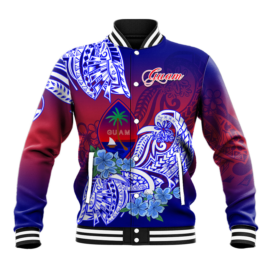 Guam Baseball Jacket Polynesian Floral Tribal LT9 Unisex Gradient - Polynesian Pride