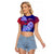 Guam Raglan Cropped T Shirt Polynesian Floral Tribal LT9 Female Gradient - Polynesian Pride