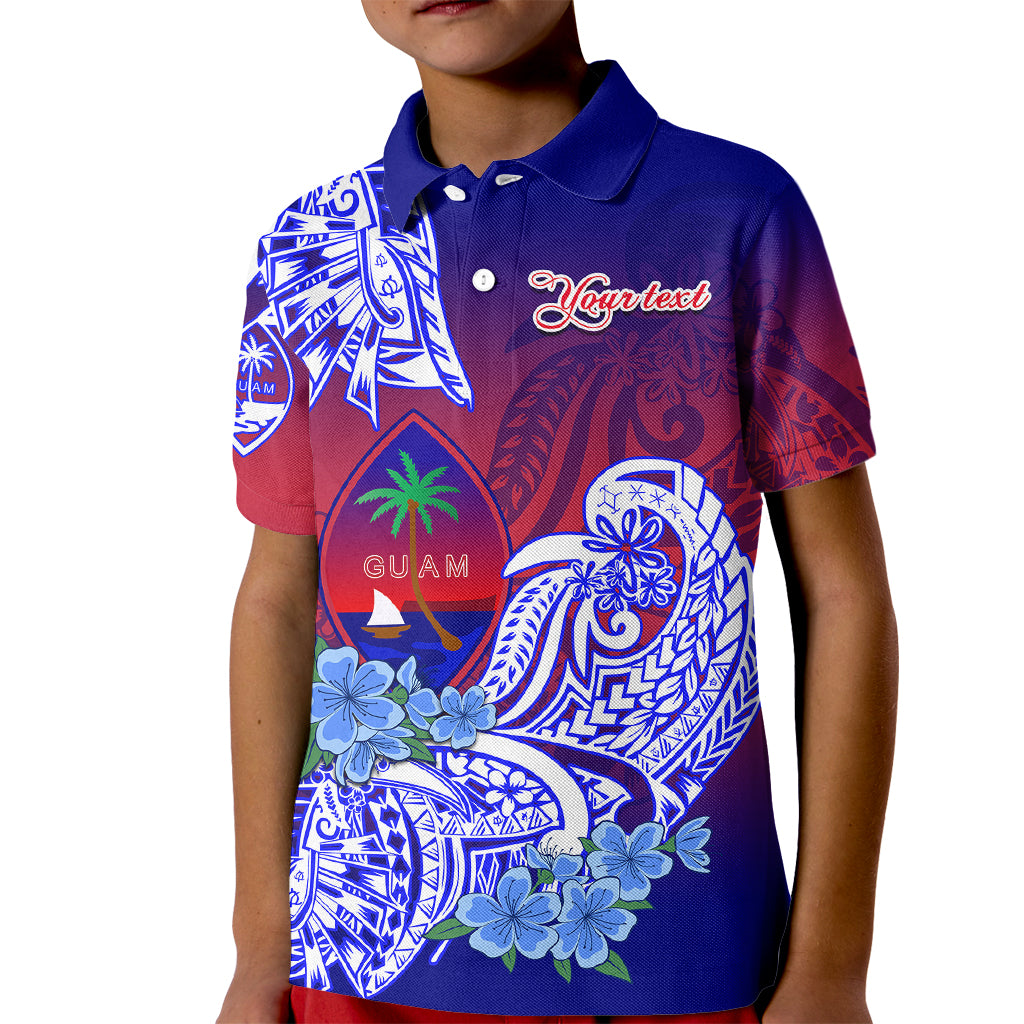 (Custom Personalised) Guam Kid Polo Shirt Polynesian Floral Tribal LT9 Kid Gradient - Polynesian Pride