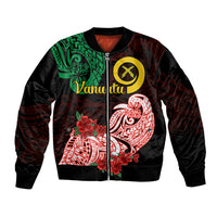 Vanuatu Bomber Jacket Polynesian Floral Tribal LT9 Unisex Black - Polynesian Pride