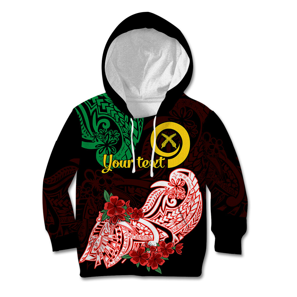 (Custom Personalised) Vanuatu Kid Hoodie Polynesian Floral Tribal LT9 Black - Polynesian Pride