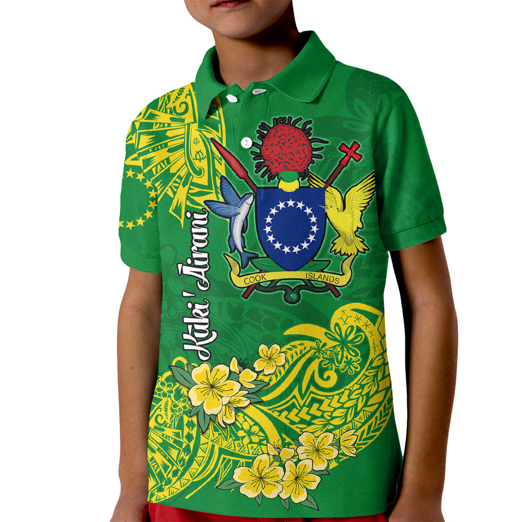 Cook Island Kid Polo Shirt Polynesian Floral Tribal LT9 Kid Green - Polynesian Pride