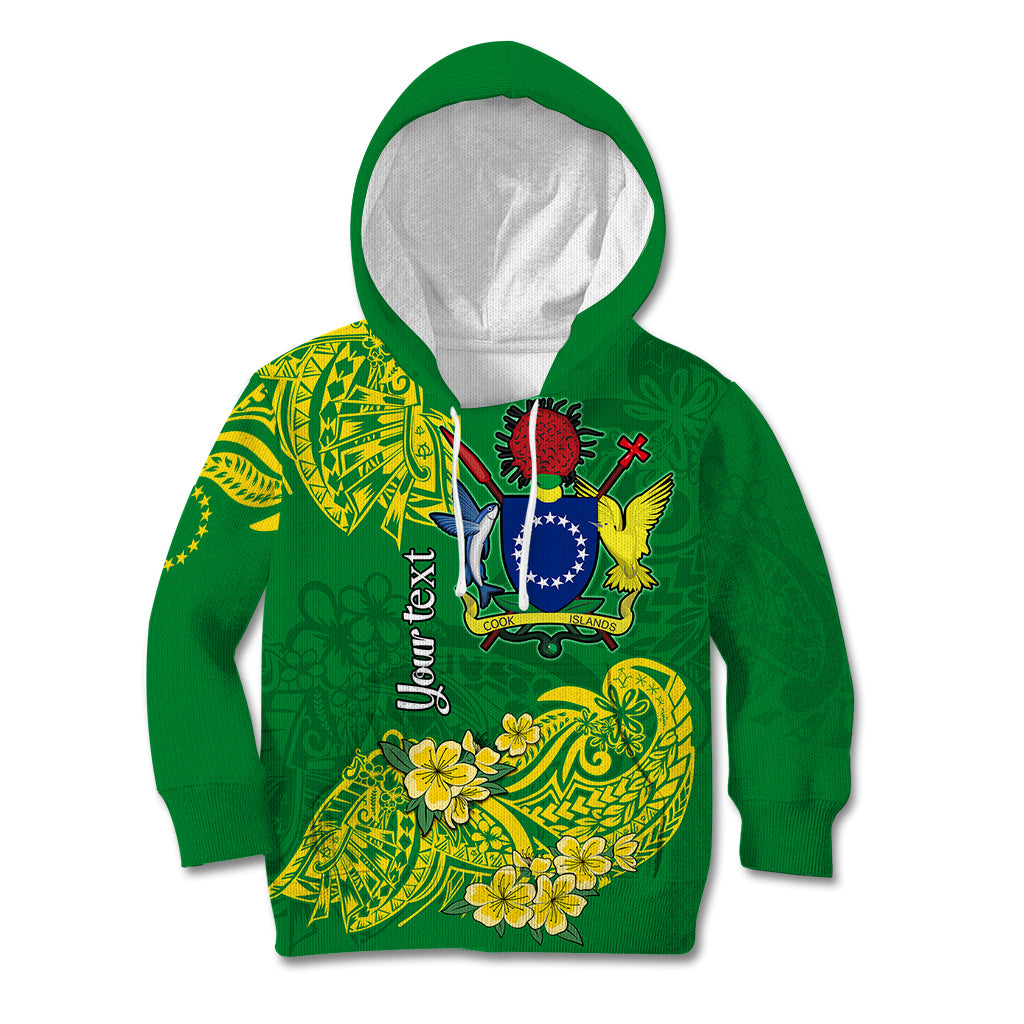 (Custom Personalised) Cook Island Kid Hoodie Polynesian Floral Tribal LT9 Green - Polynesian Pride