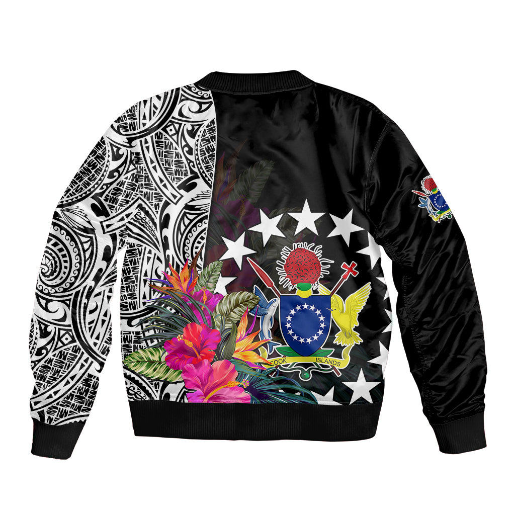 Cook Island Bomber Jacket Tribal Polynesian and Tropical Flowers LT9 - Polynesian Pride
