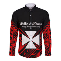 Wallis et Futuna Long Sleeve Button Shirt Happy Independence Day LT9 Unisex Red - Polynesian Pride