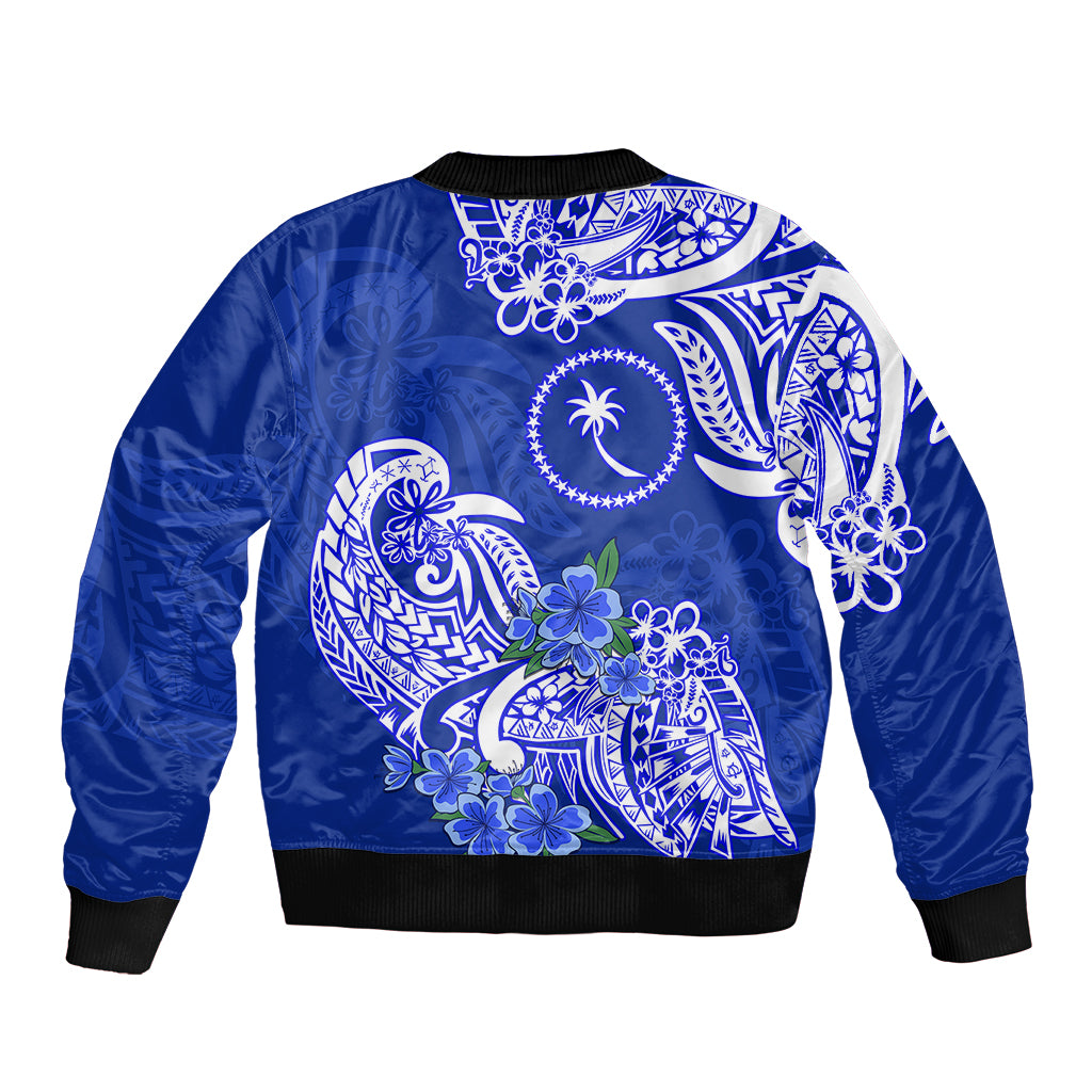 FSM Chuuk State Sleeve Zip Bomber Jacket Polynesian Floral Tribal LT9 - Polynesian Pride