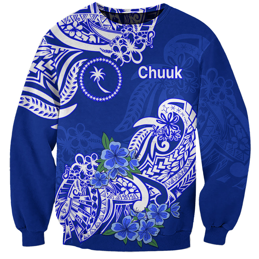 FSM Chuuk State Sweatshirt Polynesian Floral Tribal LT9 Unisex Blue - Polynesian Pride