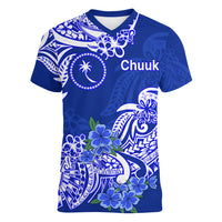 FSM Chuuk State Women V Neck T Shirt Polynesian Floral Tribal LT9 - Polynesian Pride