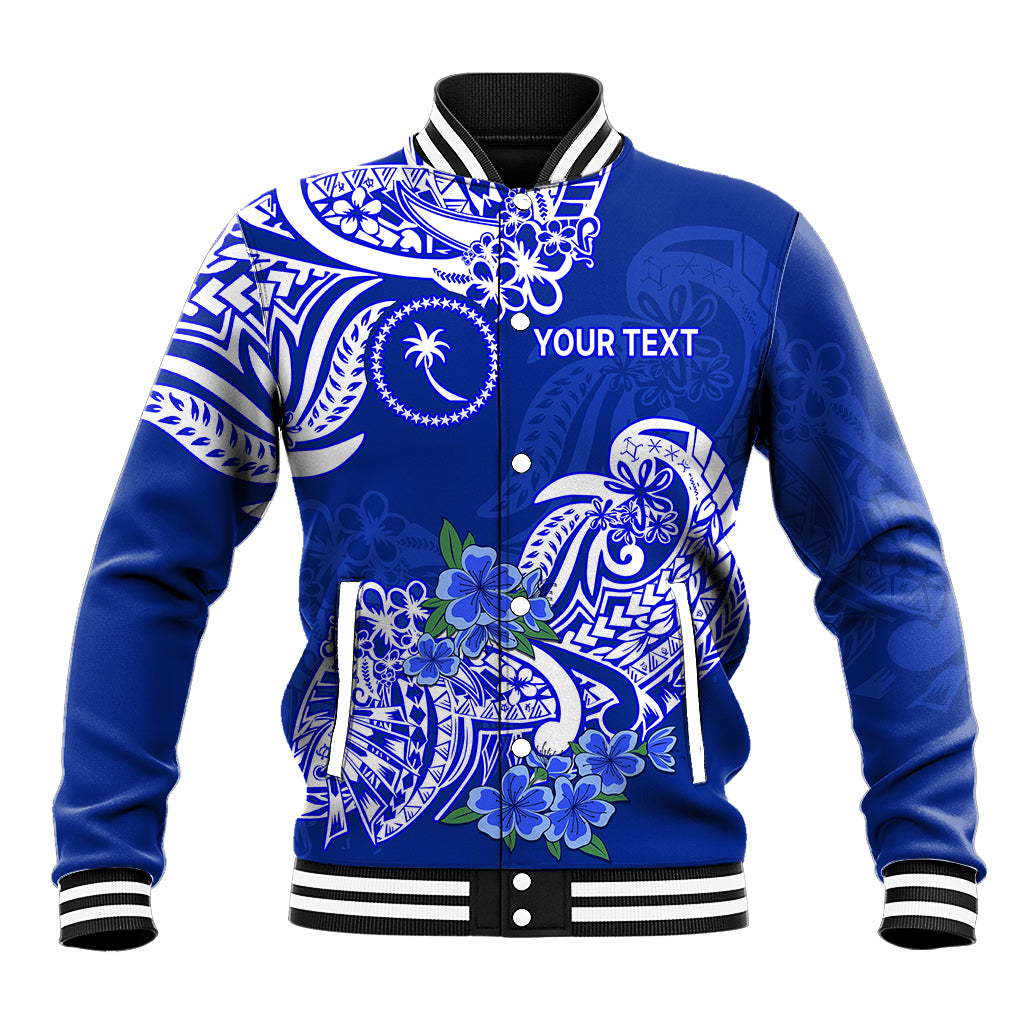 (Custom Personalised) FSM Chuuk State Baseball Jacket Polynesian Floral Tribal LT9 Unisex Blue - Polynesian Pride