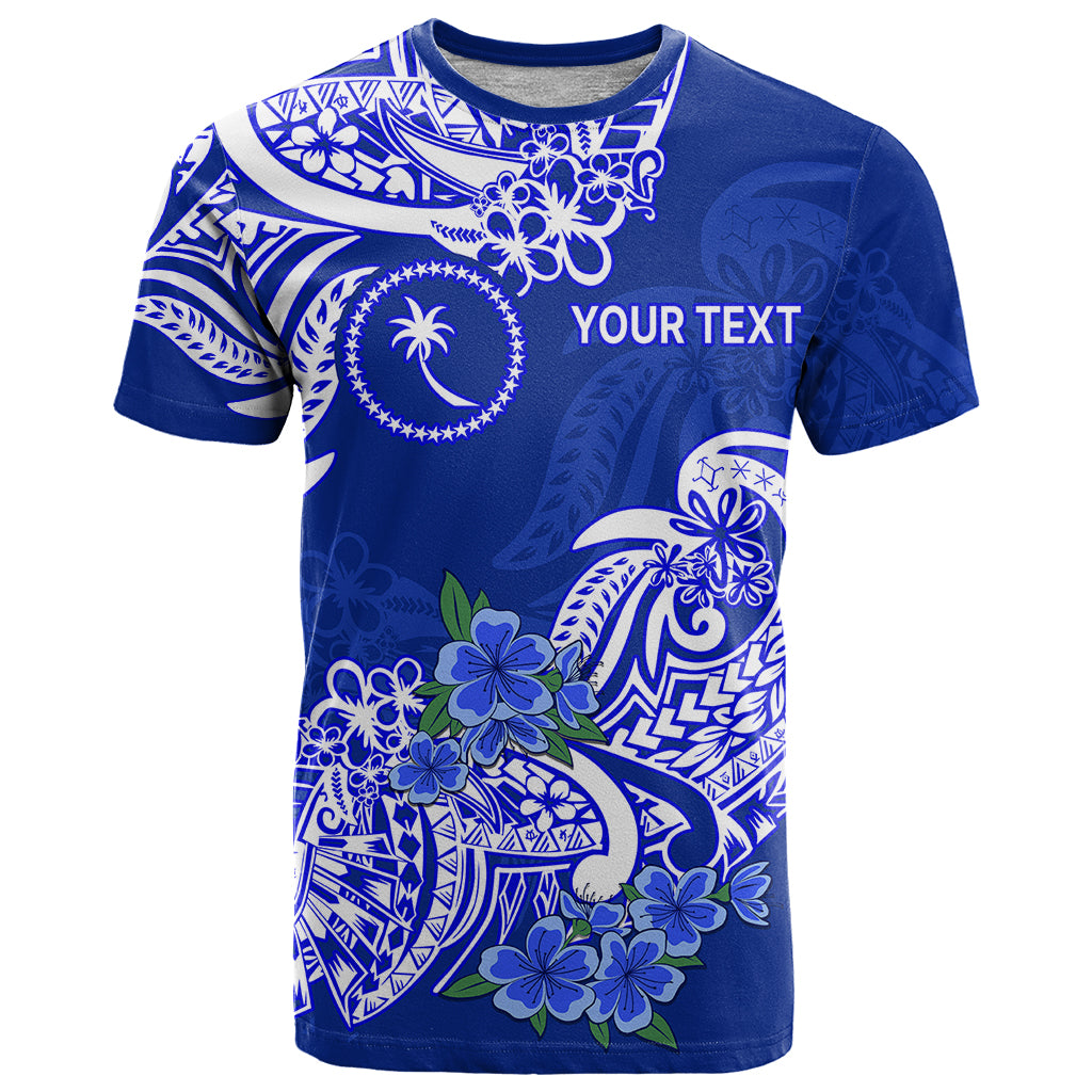 Custom FSM Chuuk State T Shirt Polynesian Floral Tribal LT9 Blue - Polynesian Pride