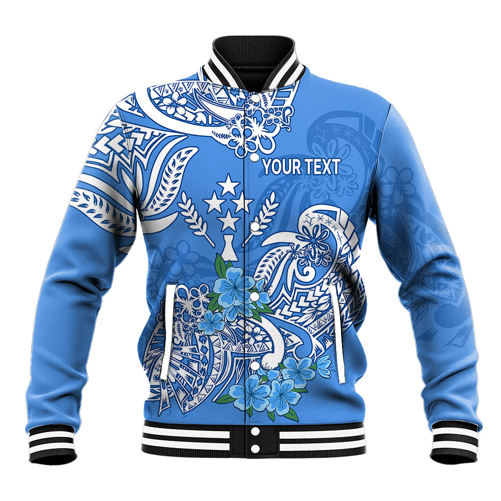 (Custom Personalised) FSM Kosrae State Baseball Jacket Polynesian Floral Tribal LT9 Unisex Blue - Polynesian Pride