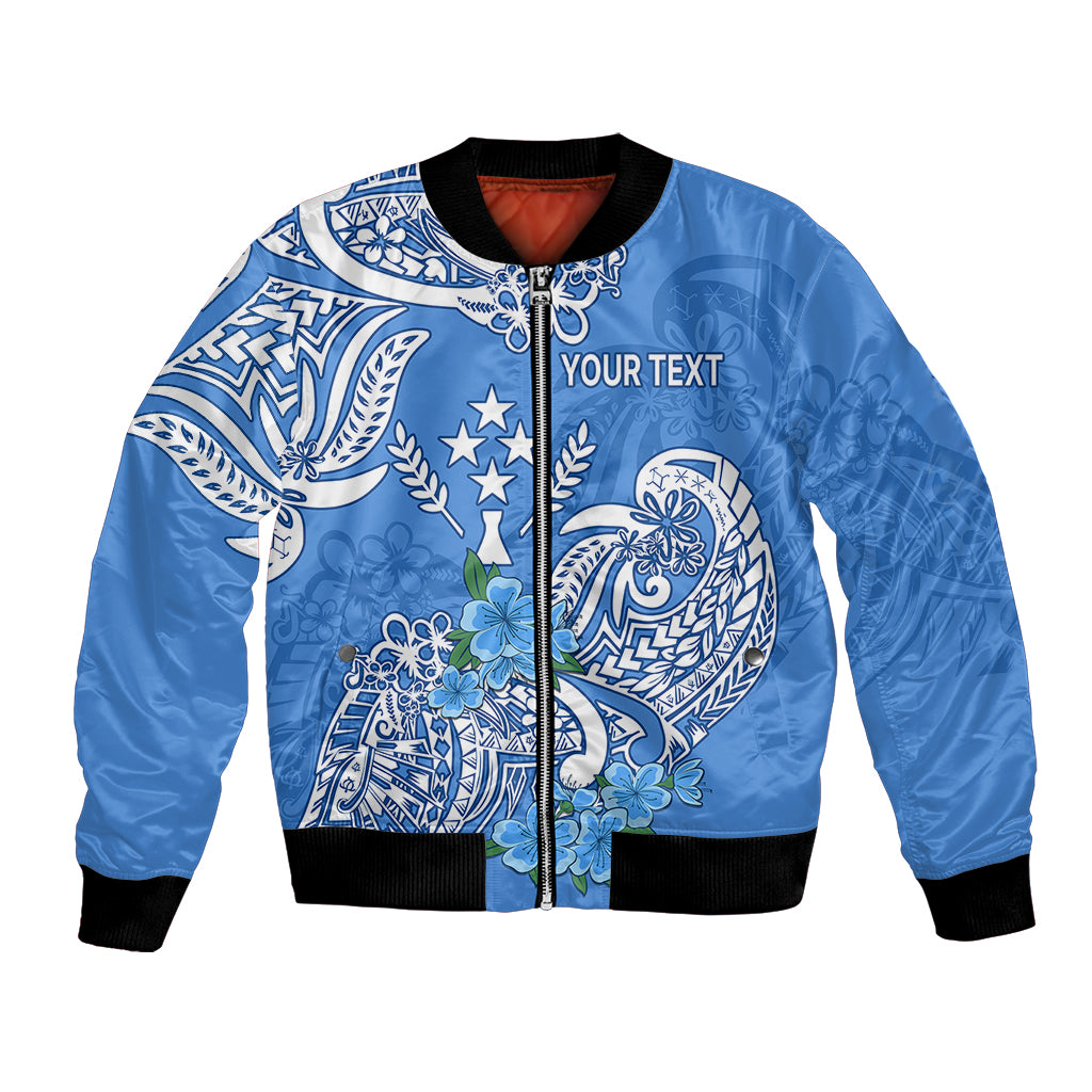 (Custom Personalised) FSM Kosrae State Bomber Jacket Polynesian Floral Tribal LT9 Unisex Blue - Polynesian Pride