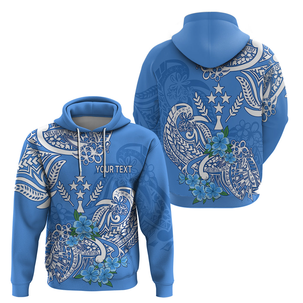 Custom FSM Kosrae State Hoodie Polynesian Floral Tribal LT9 Pullover Hoodie Blue - Polynesian Pride