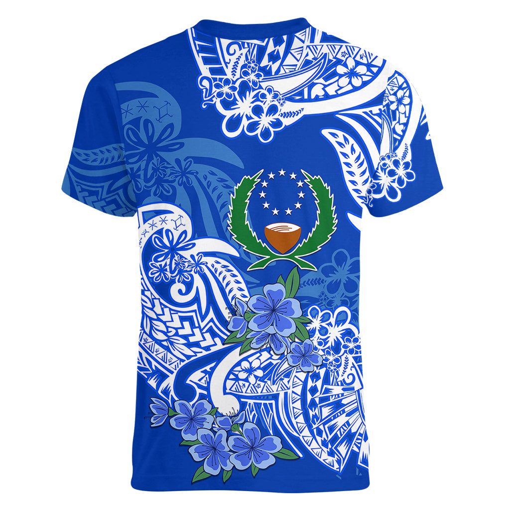 FSM Pohnpei State Women V Neck T Shirt Polynesian Floral Tribal LT9 - Polynesian Pride