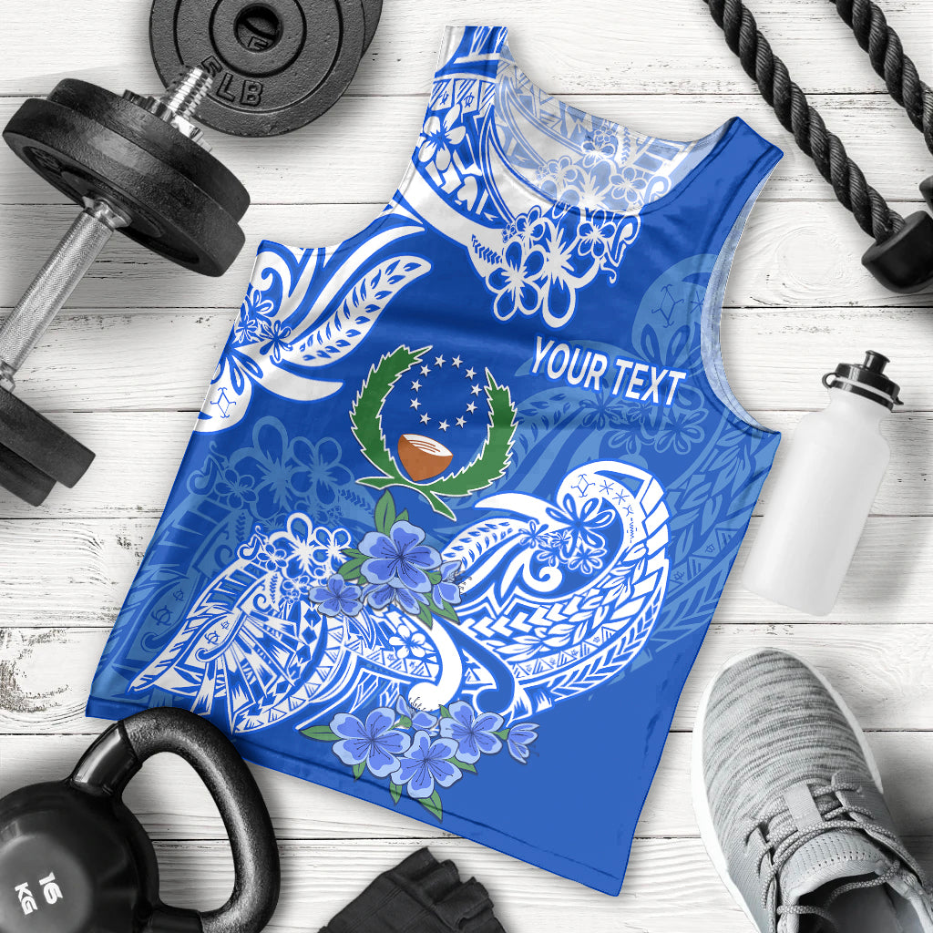 (Custom Personalised) FSM Pohnpei State Men Tank Top Polynesian Floral Tribal LT9 Blue - Polynesian Pride