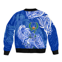 (Custom Personalised) FSM Pohnpei State Sleeve Zip Bomber Jacket Polynesian Floral Tribal LT9 - Polynesian Pride