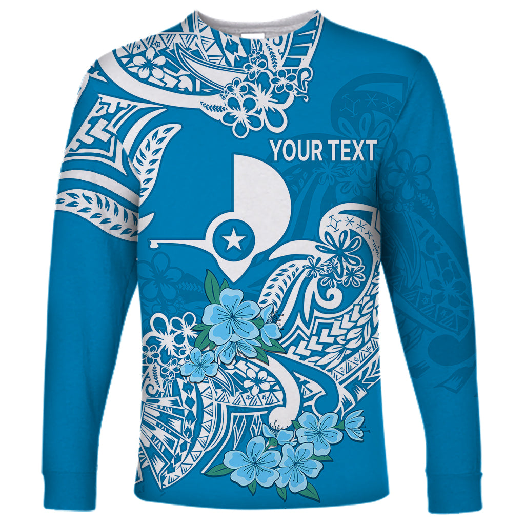 (Custom Personalised) FSM Yap State Long Sleeve Shirt Polynesian Floral Tribal LT9 Unisex Blue - Polynesian Pride