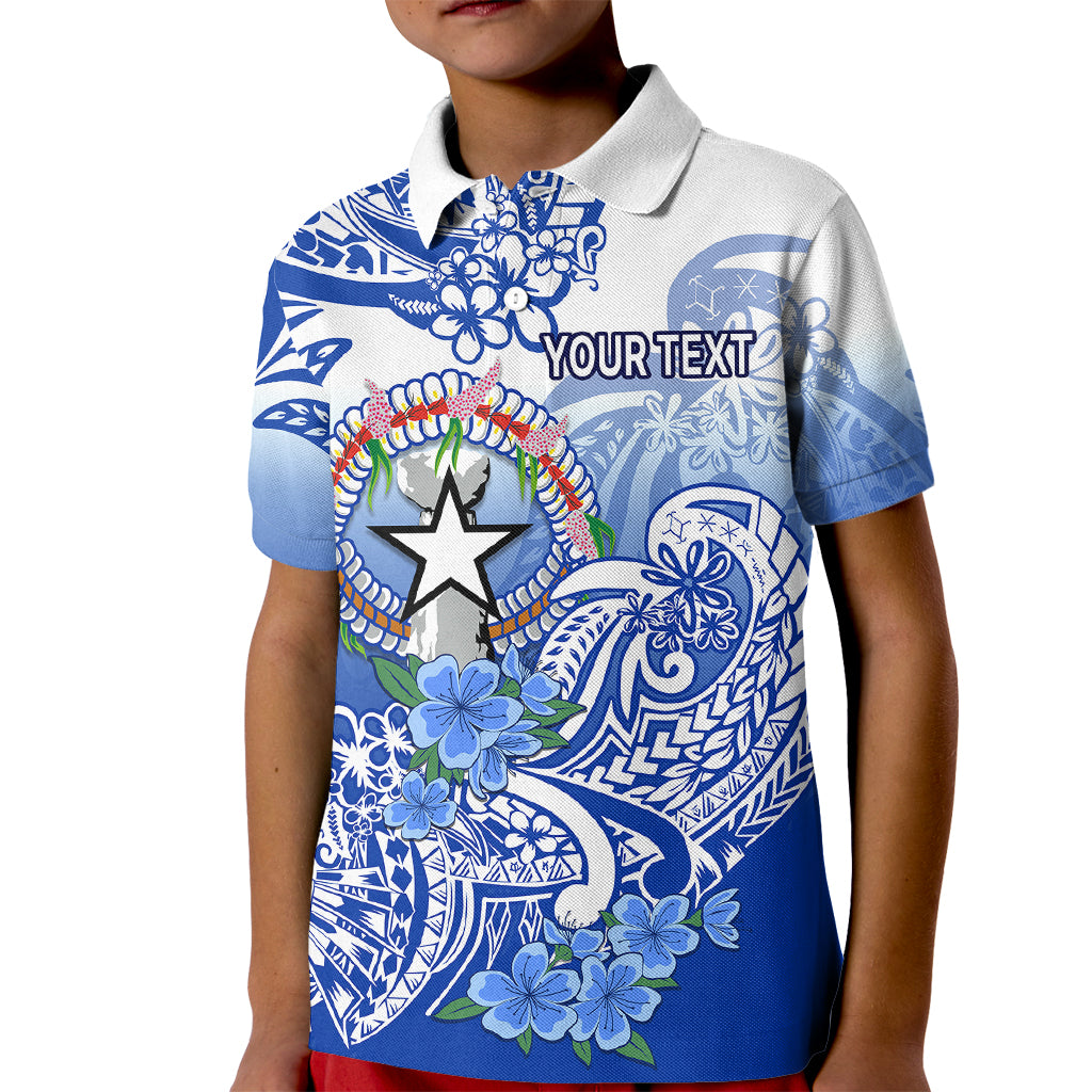 (Custom Personalised) Northern Mariana Islands Kid Polo Shirt Polynesian Floral Tribal LT9 Kid Blue - Polynesian Pride