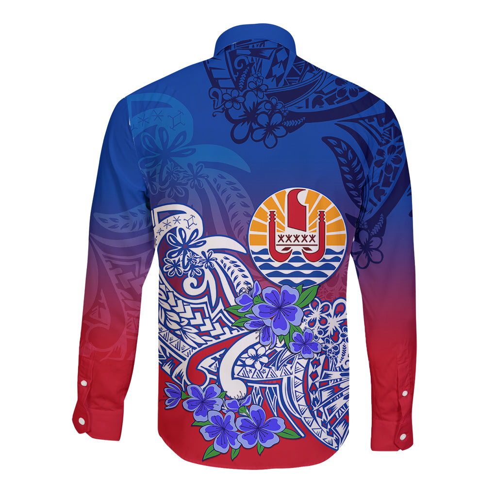 Tahiti Long Sleeve Button Shirt Polynesian Floral Tribal LT9 - Polynesian Pride
