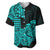 Hawaii Kakau Baseball Jersey Polynesian Floral Tribal Aqua Version LT9 - Polynesian Pride