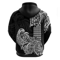 Hawaii Kakau Hoodie Polynesian Floral Tribal Black Version LT9 - Polynesian Pride