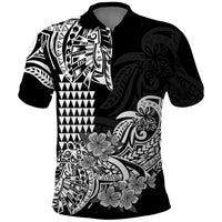 Hawaii Kakau Polo Shirt Polynesian Floral Tribal Black Version LT9 Black - Polynesian Pride