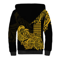 Hawaii Kakau Sherpa Hoodie Polynesian Floral Tribal Gold Version LT9 - Polynesian Pride