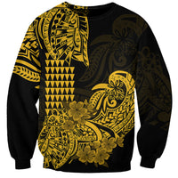Hawaii Kakau Sweatshirt Polynesian Floral Tribal Gold Version LT9 Unisex Gold - Polynesian Pride