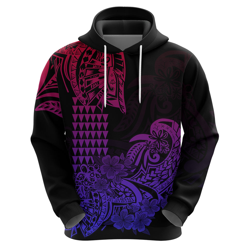 Hawaii Kakau Hoodie Polynesian Floral Tribal Gradient Version LT9 Zip Hoodie Gradient - Polynesian Pride