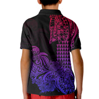 Hawaii Kakau Kid Polo Shirt Polynesian Floral Tribal Gradient Version LT9 - Polynesian Pride