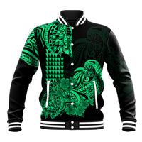 Hawaii Kakau Baseball Jacket Polynesian Floral Tribal Green Version LT9 Unisex Green - Polynesian Pride
