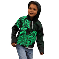 Hawaii Kakau Kid Hoodie Polynesian Floral Tribal Green Version LT9 - Polynesian Pride
