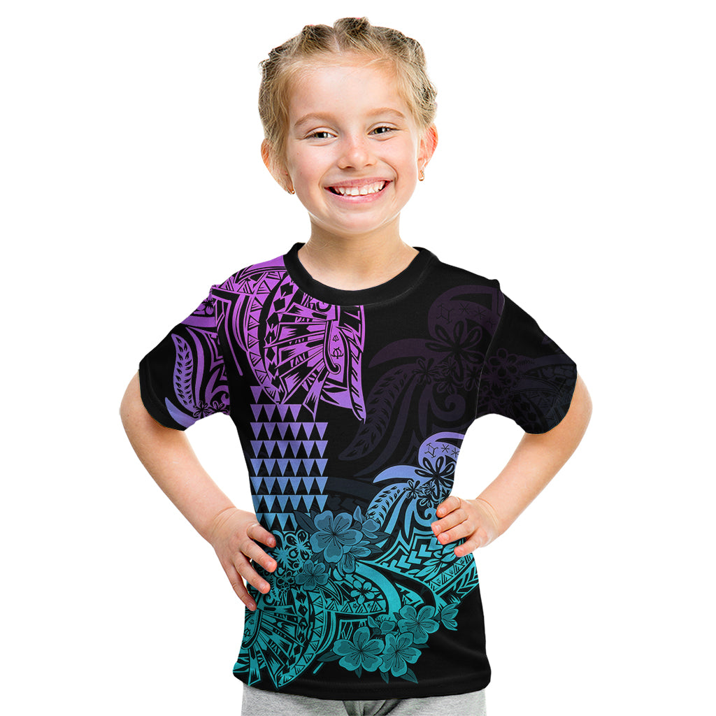 Hawaii Kakau Kid T Shirt Polynesian Floral Tribal Heliotrope Version LT9 Heliotrope - Polynesian Pride
