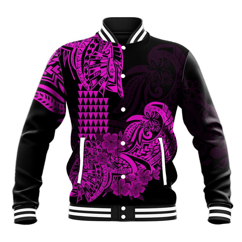 Hawaii Kakau Baseball Jacket Polynesian Floral Tribal Purple Version LT9 Unisex Purple - Polynesian Pride