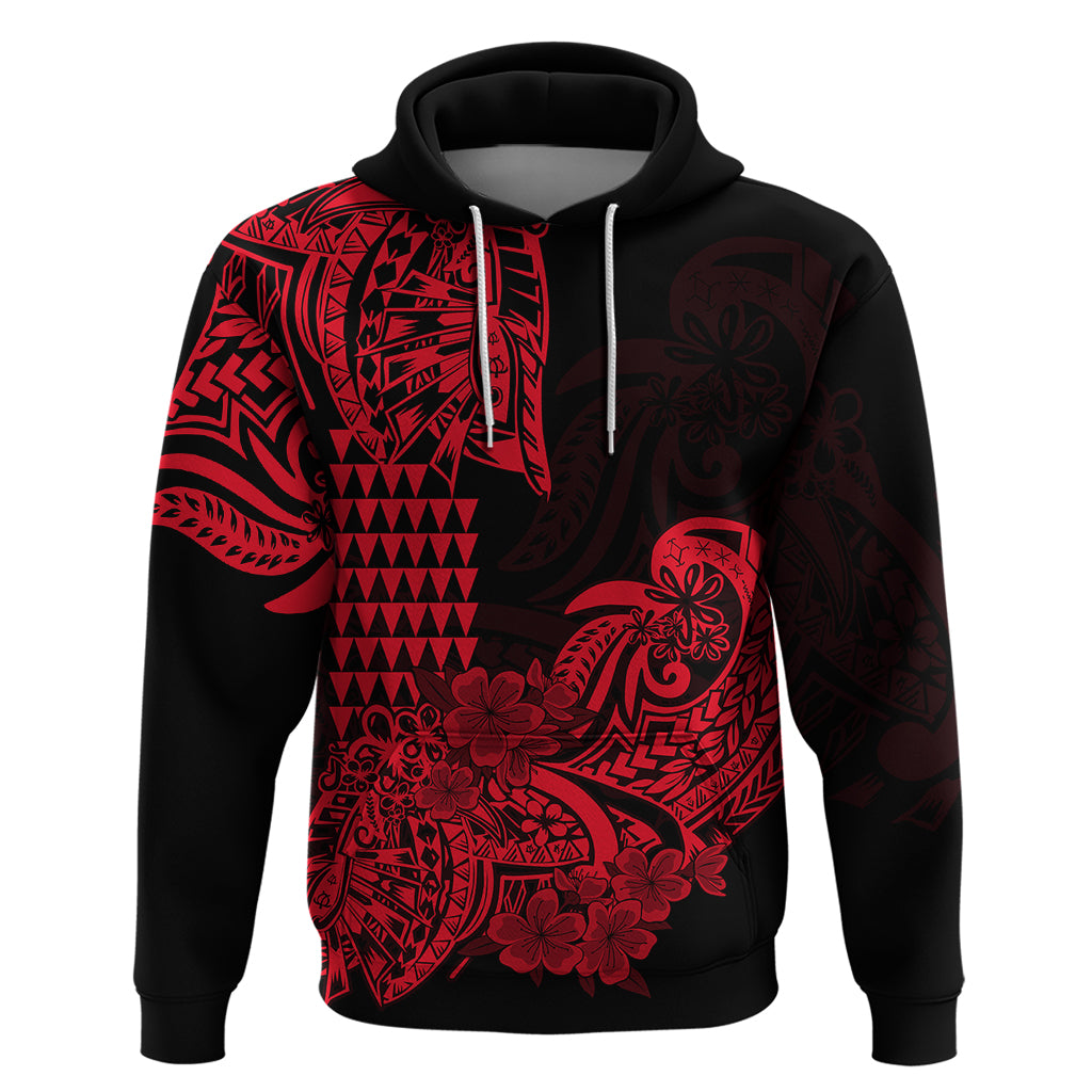 Hawaii Kakau Hoodie Polynesian Floral Tribal Red Version LT9 - Polynesian Pride
