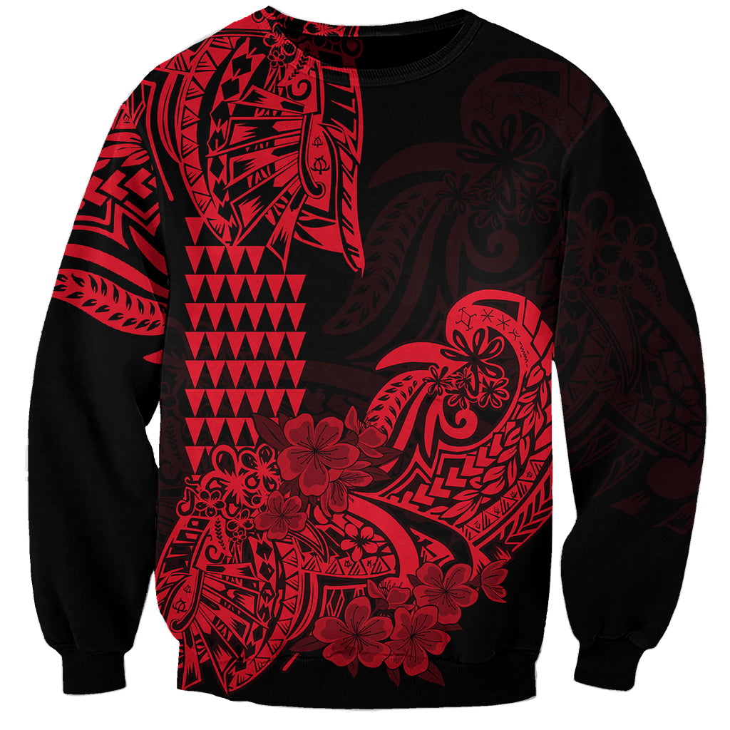 Hawaii Kakau Sweatshirt Polynesian Floral Tribal Red Version LT9 Unisex Red - Polynesian Pride
