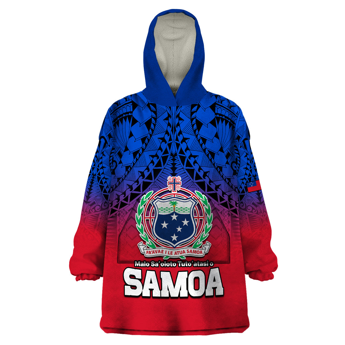 Polynesian Independent State of Samoa Gradient Wearable Blanket Hoodie LT9 Unisex One Size - Polynesian Pride