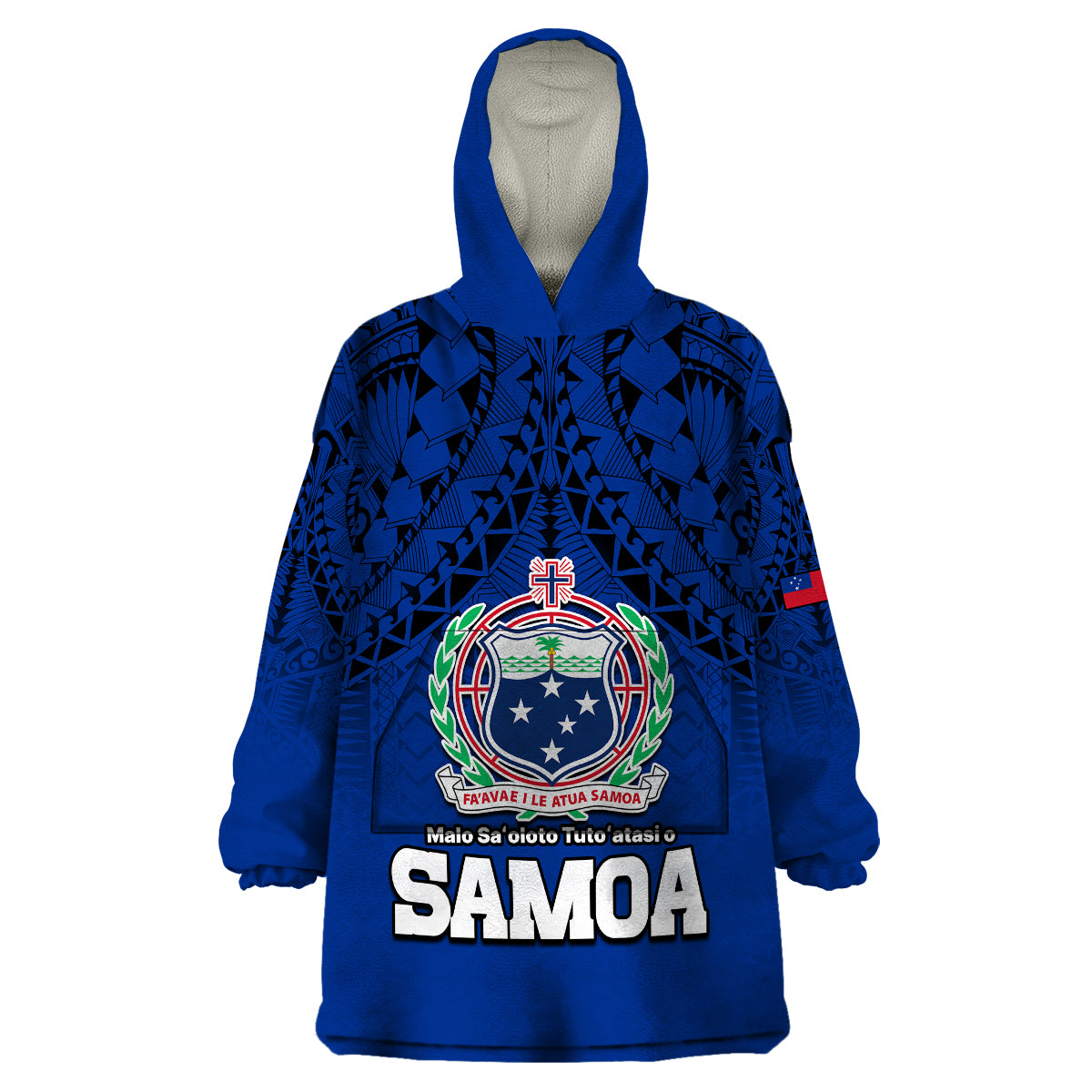 Polynesian Independent State of Samoa Blue Wearable Blanket Hoodie LT9 Unisex One Size - Polynesian Pride