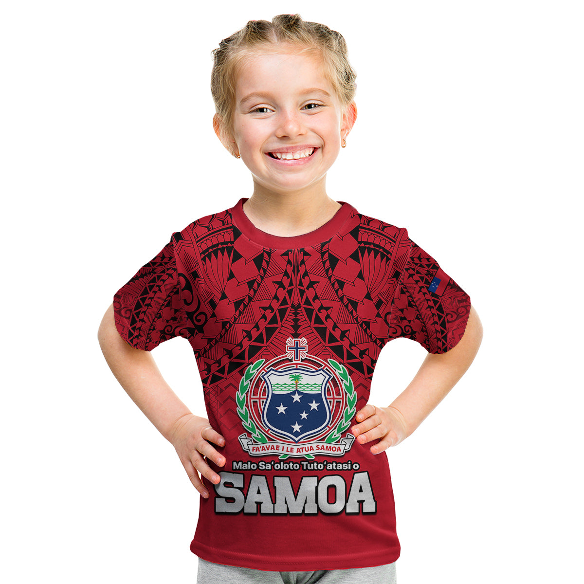 (Custom Personalised) Polynesian Independent State of Samoa Red Kid T Shirt LT9 - Polynesian Pride