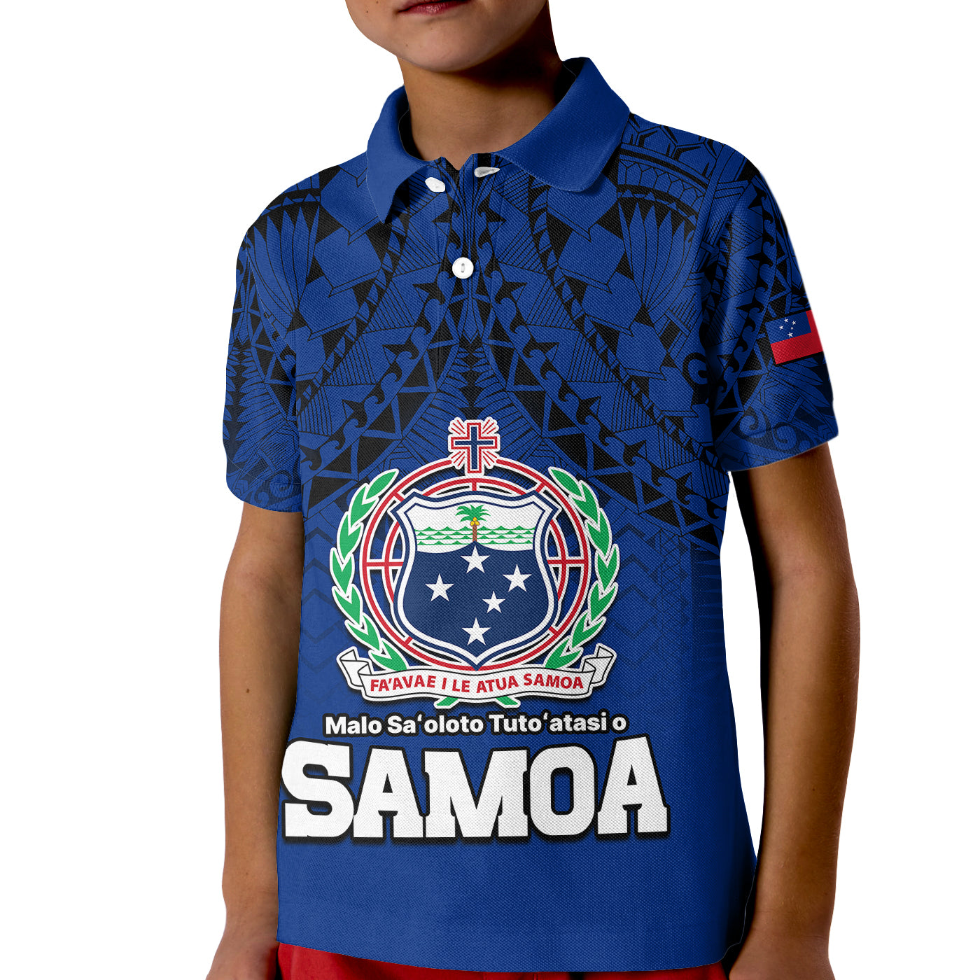 (Custom Personalised) Polynesian Independent State of Samoa Blue Kid Polo Shirt LT9 Kid Blue - Polynesian Pride