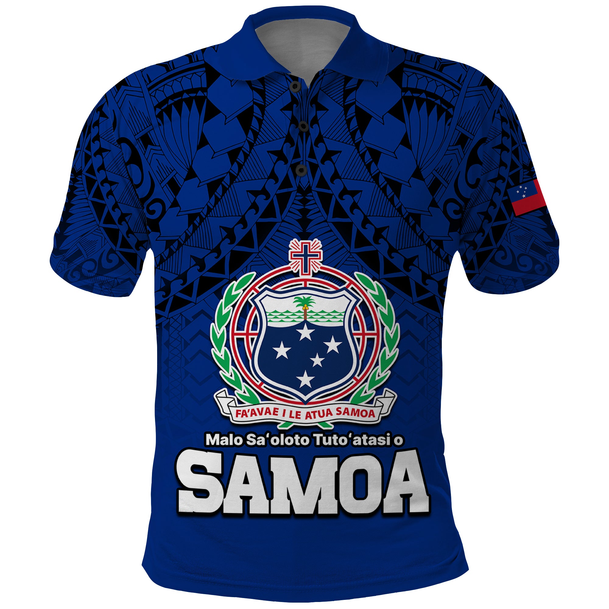 Custom Polynesian Independent State of Samoa Blue Polo Shirt LT9 Blue - Polynesian Pride