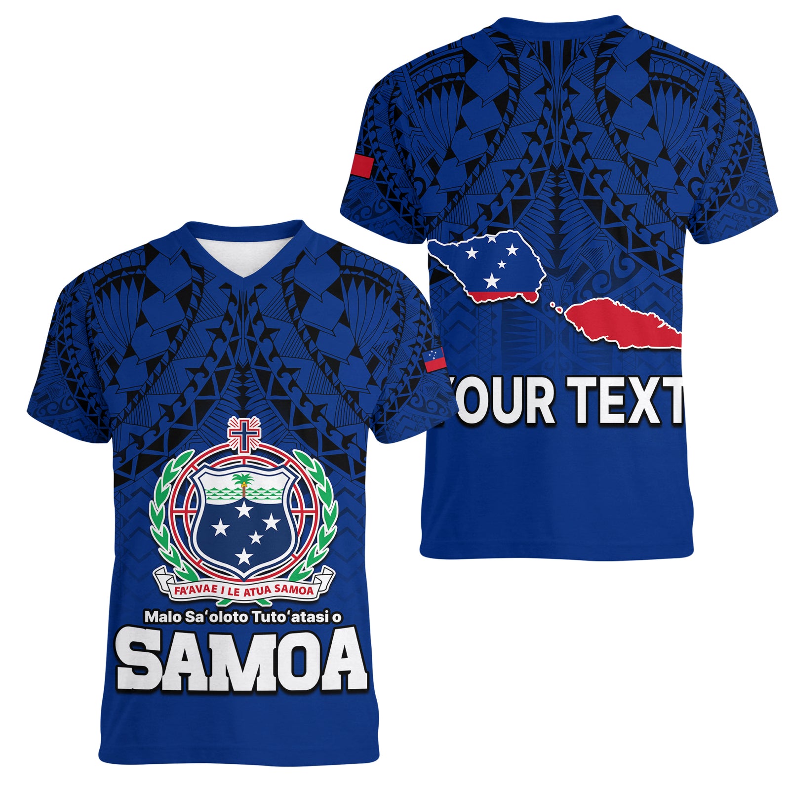 (Custom Personalised) Polynesian Independent State of Samoa Blue Women V Neck T Shirt LT9 Female Blue - Polynesian Pride