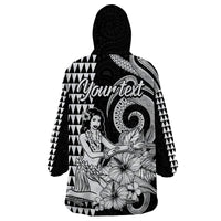 (Custom Personalised) Aloha Hula Girl Hawaiian Tribal and Simple Kakau Wearable Blanket Hoodie LT9 - Polynesian Pride