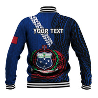 (Custom Personalised) Samoa Baseball Jacket Happy Independence Day Samoan Blue Pattern LT14 - Polynesian Pride