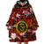 Hawaii State Wearable Blanket Hoodie Tropical Flowers Mix Tartan Red Version LT14 - Polynesian Pride