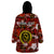 (Custom Personalised) Hawaii State Wearable Blanket Hoodie Tropical Flowers Mix Tartan Red Version LT14 - Polynesian Pride