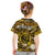 (Custom Personalised) Hawaii State Kid T Shirt Tropical Flowers Mix Tartan Gold Version LT14 - Polynesian Pride