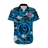 Hawaii State Hawaiian Shirt Tropical Flowers Mix Tartan Blue Version LT14 - Polynesian Pride