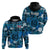 Hawaii State Hoodie Tropical Flowers Mix Tartan Blue Version LT14 Pullover Hoodie Blue - Polynesian Pride