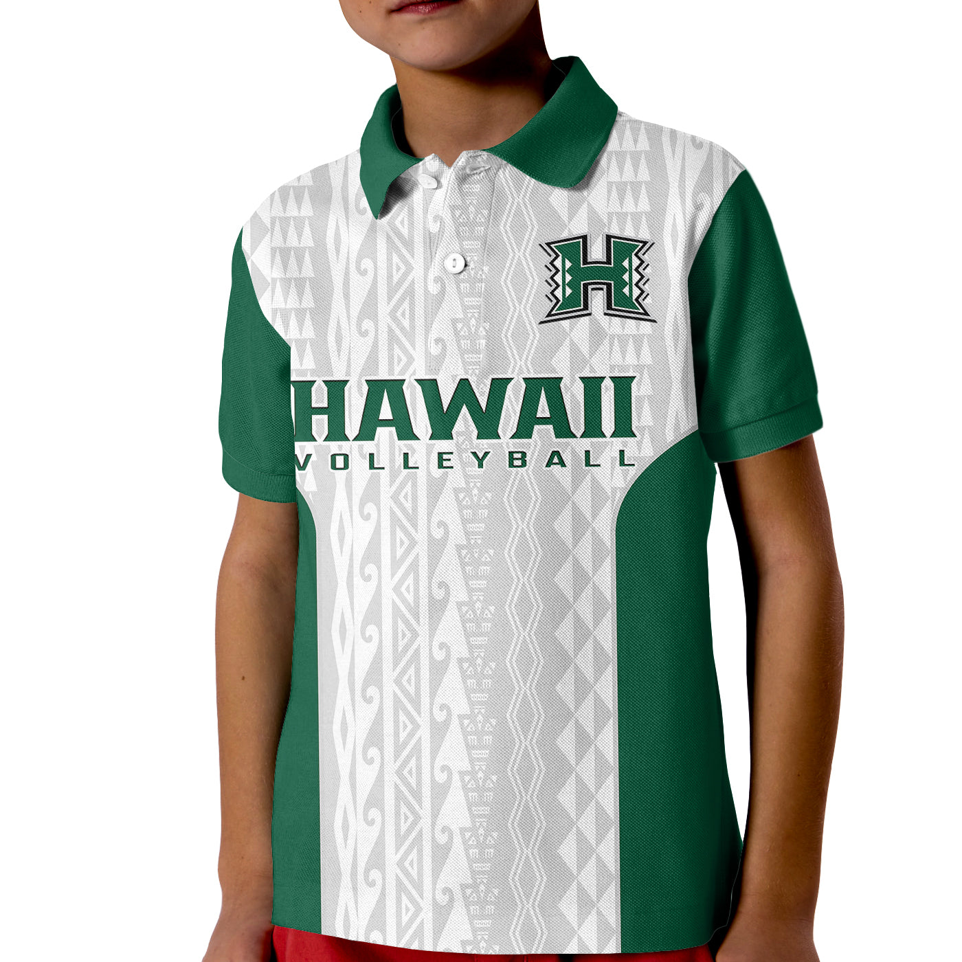 Hawaii Volleyball Kid Polo Shirt Hawaiian Kakau White Style LT14 Kid White - Polynesian Pride